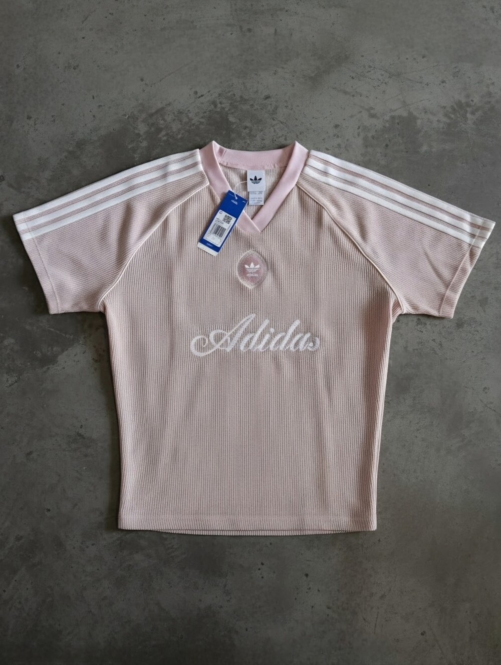 NWT Adidas Originals Summer Glow Knitted Oversized Jersey | Sandy Pink, L